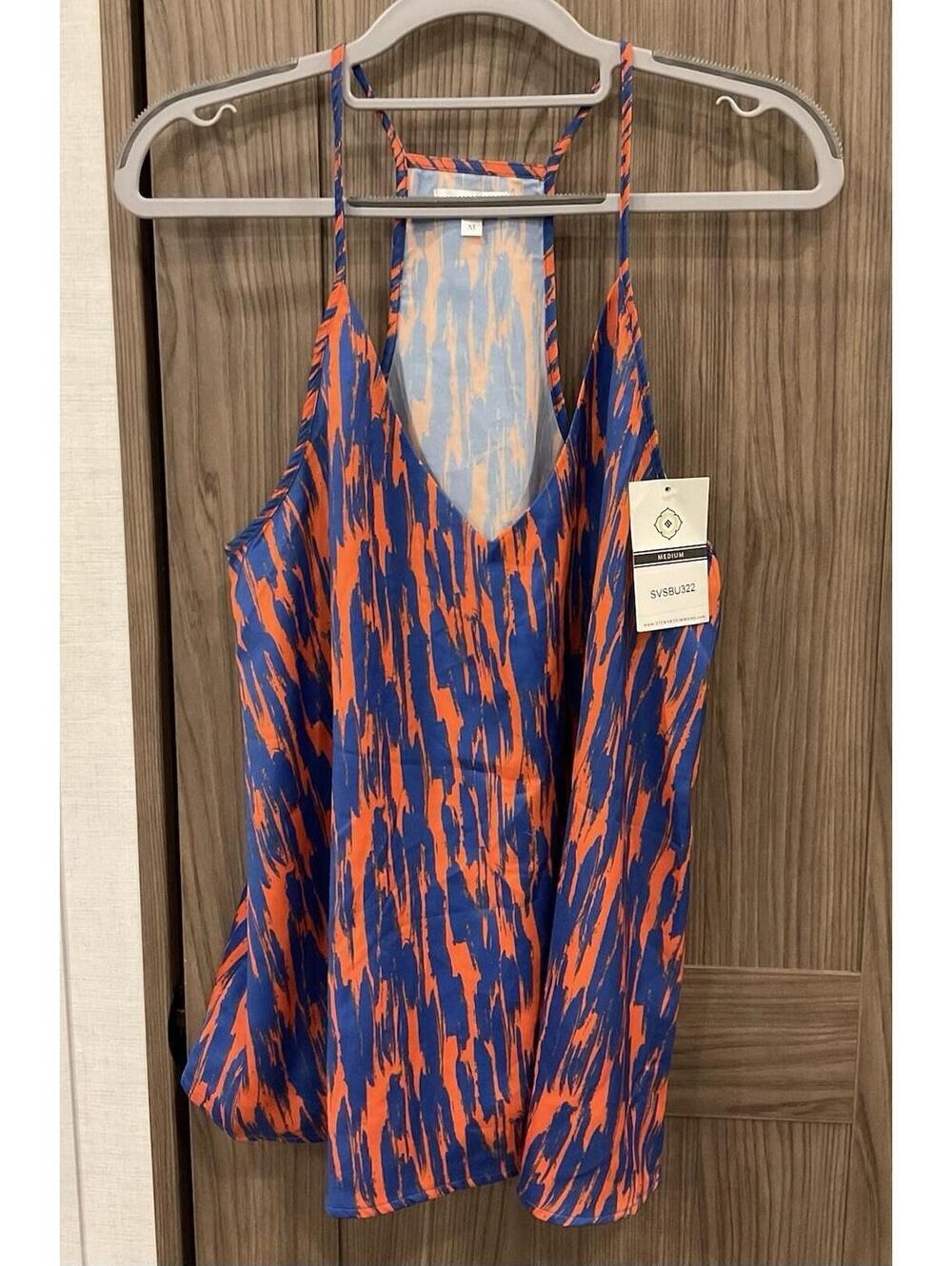 NWT Stewart Simmons Blue/orange V Neck Tank Top Size M